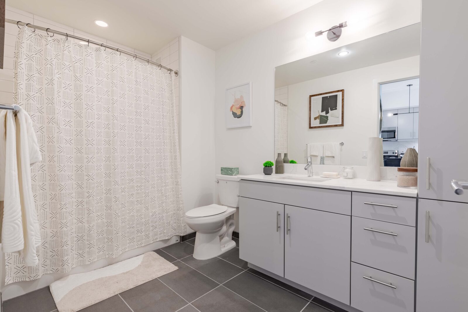 Penthouse bathroom with bathtub